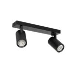 kelvo® SPOTA KLV-101-0136 Κινούμενο Φωτιστικό Σποτ Οροφής για 2 Λάμπες MR16 με Ντουί GU10 AC 220-240V IP20 – Μαύρο Ματ – Μ30 x Π6 x Υ14.5cm