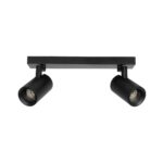kelvo® SPOTA KLV-101-0136 Κινούμενο Φωτιστικό Σποτ Οροφής για 2 Λάμπες MR16 με Ντουί GU10 AC 220-240V IP20 – Μαύρο Ματ – Μ30 x Π6 x Υ14.5cm