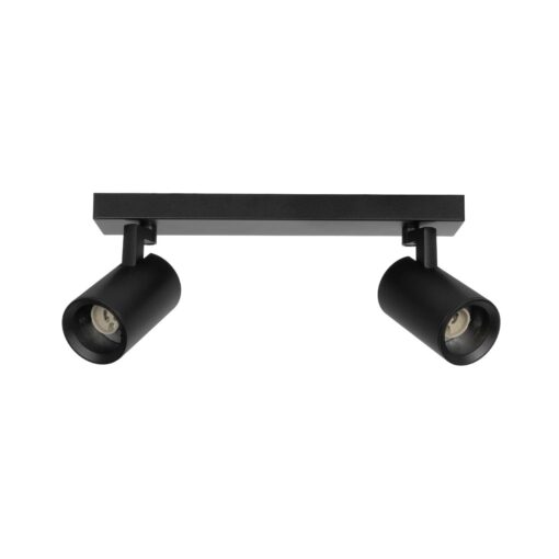 kelvo® SPOTA KLV-101-0136 Κινούμενο Φωτιστικό Σποτ Οροφής για 2 Λάμπες MR16 με Ντουί GU10 AC 220-240V IP20 – Μαύρο Ματ – Μ30 x Π6 x Υ14.5cm