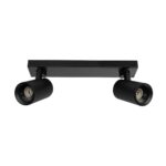 kelvo® SPOTA KLV-101-0136 Κινούμενο Φωτιστικό Σποτ Οροφής για 2 Λάμπες MR16 με Ντουί GU10 AC 220-240V IP20 – Μαύρο Ματ – Μ30 x Π6 x Υ14.5cm