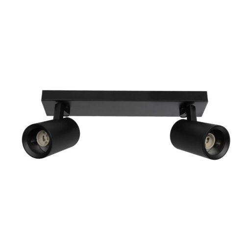 kelvo® SPOTA KLV-101-0136 Κινούμενο Φωτιστικό Σποτ Οροφής για 2 Λάμπες MR16 με Ντουί GU10 AC 220-240V IP20 – Μαύρο Ματ – Μ30 x Π6 x Υ14.5cm