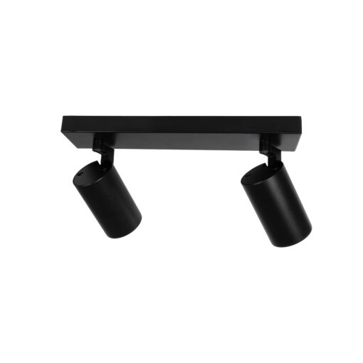 kelvo® SPOTA KLV-101-0136 Κινούμενο Φωτιστικό Σποτ Οροφής για 2 Λάμπες MR16 με Ντουί GU10 AC 220-240V IP20 – Μαύρο Ματ – Μ30 x Π6 x Υ14.5cm