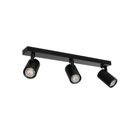 kelvo® SPOTA KLV-101-0138 Κινούμενο Φωτιστικό Σποτ Οροφής για 3 Λάμπες MR16 με Ντουί GU10 AC 220-240V IP20 – Μαύρο Ματ – Μ48 x Π6.2 x Υ14cm