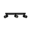 kelvo® SPOTA KLV-101-0138 Κινούμενο Φωτιστικό Σποτ Οροφής για 3 Λάμπες MR16 με Ντουί GU10 AC 220-240V IP20 – Μαύρο Ματ – Μ48 x Π6.2 x Υ14cm