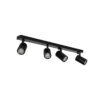 kelvo® SPOTA KLV-101-0140 Κινούμενο Φωτιστικό Σποτ Οροφής για 4 Λάμπες MR16 με Ντουί GU10 AC 220-240V IP20 – Μαύρο Ματ – Μ64 x Π6 x Υ14cm