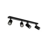 kelvo® SPOTA KLV-101-0140 Κινούμενο Φωτιστικό Σποτ Οροφής για 4 Λάμπες MR16 με Ντουί GU10 AC 220-240V IP20 – Μαύρο Ματ – Μ64 x Π6 x Υ14cm