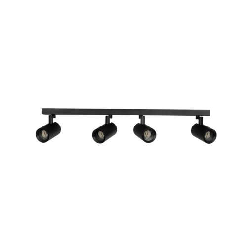 kelvo® SPOTA KLV-101-0140 Κινούμενο Φωτιστικό Σποτ Οροφής για 4 Λάμπες MR16 με Ντουί GU10 AC 220-240V IP20 – Μαύρο Ματ – Μ64 x Π6 x Υ14cm