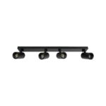 kelvo® SPOTA KLV-101-0140 Κινούμενο Φωτιστικό Σποτ Οροφής για 4 Λάμπες MR16 με Ντουί GU10 AC 220-240V IP20 – Μαύρο Ματ – Μ64 x Π6 x Υ14cm