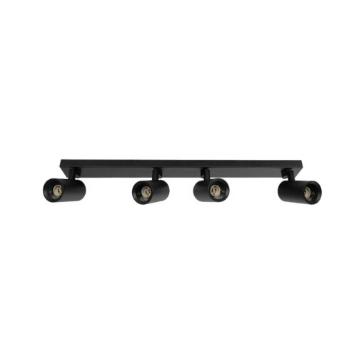 kelvo® SPOTA KLV-101-0140 Κινούμενο Φωτιστικό Σποτ Οροφής για 4 Λάμπες MR16 με Ντουί GU10 AC 220-240V IP20 – Μαύρο Ματ – Μ64 x Π6 x Υ14cm