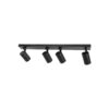 kelvo® SPOTA KLV-101-0140 Κινούμενο Φωτιστικό Σποτ Οροφής για 4 Λάμπες MR16 με Ντουί GU10 AC 220-240V IP20 – Μαύρο Ματ – Μ64 x Π6 x Υ14cm