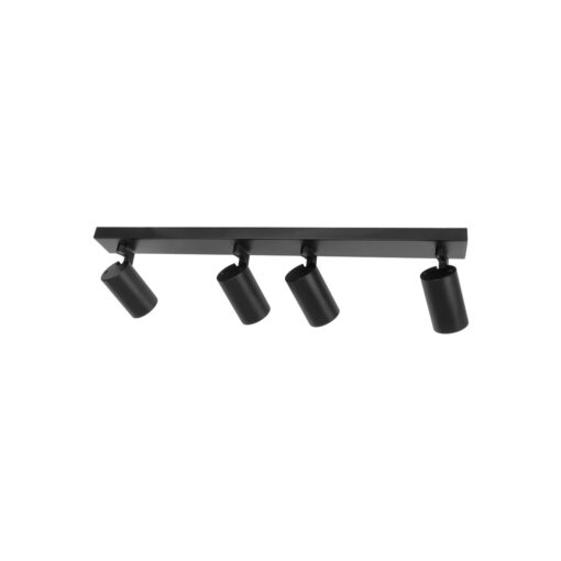kelvo® SPOTA KLV-101-0140 Κινούμενο Φωτιστικό Σποτ Οροφής για 4 Λάμπες MR16 με Ντουί GU10 AC 220-240V IP20 – Μαύρο Ματ – Μ64 x Π6 x Υ14cm