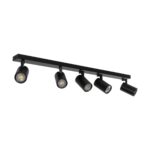 kelvo® SPOTA KLV-101-0142 Κινούμενο Φωτιστικό Σποτ Οροφής για 5 Λάμπες MR16 με Ντουί GU10 AC 220-240V IP20 – Μαύρο Ματ – Μ79.5 x Π6.3 x Υ14cm