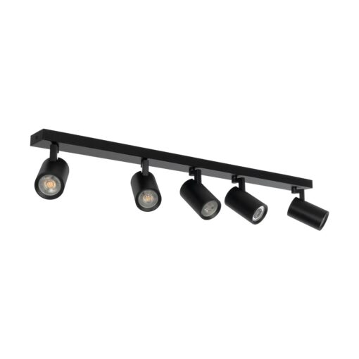 kelvo® SPOTA KLV-101-0142 Κινούμενο Φωτιστικό Σποτ Οροφής για 5 Λάμπες MR16 με Ντουί GU10 AC 220-240V IP20 – Μαύρο Ματ – Μ79.5 x Π6.3 x Υ14cm