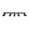 kelvo® SPOTA KLV-101-0142 Κινούμενο Φωτιστικό Σποτ Οροφής για 5 Λάμπες MR16 με Ντουί GU10 AC 220-240V IP20 – Μαύρο Ματ – Μ79.5 x Π6.3 x Υ14cm