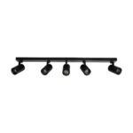 kelvo® SPOTA KLV-101-0142 Κινούμενο Φωτιστικό Σποτ Οροφής για 5 Λάμπες MR16 με Ντουί GU10 AC 220-240V IP20 – Μαύρο Ματ – Μ79.5 x Π6.3 x Υ14cm