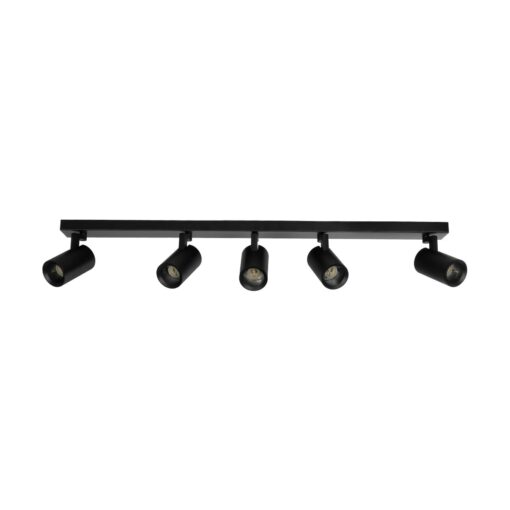 kelvo® SPOTA KLV-101-0142 Κινούμενο Φωτιστικό Σποτ Οροφής για 5 Λάμπες MR16 με Ντουί GU10 AC 220-240V IP20 – Μαύρο Ματ – Μ79.5 x Π6.3 x Υ14cm