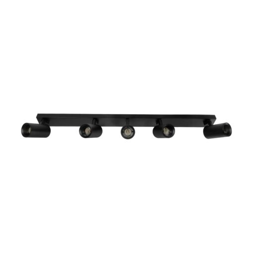 kelvo® SPOTA KLV-101-0142 Κινούμενο Φωτιστικό Σποτ Οροφής για 5 Λάμπες MR16 με Ντουί GU10 AC 220-240V IP20 – Μαύρο Ματ – Μ79.5 x Π6.3 x Υ14cm