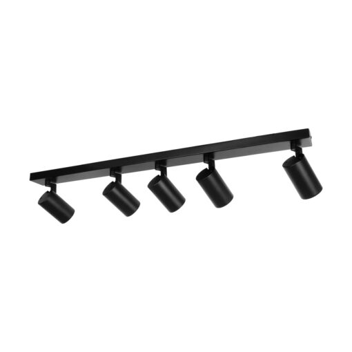 kelvo® SPOTA KLV-101-0142 Κινούμενο Φωτιστικό Σποτ Οροφής για 5 Λάμπες MR16 με Ντουί GU10 AC 220-240V IP20 – Μαύρο Ματ – Μ79.5 x Π6.3 x Υ14cm