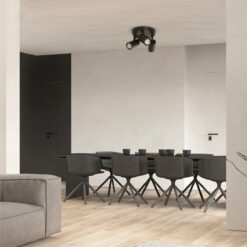 kelvo® SPOTA KLV-101-0144 Κινούμενο Φωτιστικό Σποτ Οροφής για 3 Λάμπες MR16 με Ντουί GU10 AC 220-240V IP20 – Μαύρο Ματ – Μ19 x Π19 x Υ14cm