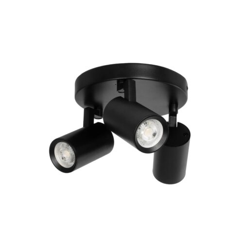 kelvo® SPOTA KLV-101-0144 Κινούμενο Φωτιστικό Σποτ Οροφής για 3 Λάμπες MR16 με Ντουί GU10 AC 220-240V IP20 – Μαύρο Ματ – Μ19 x Π19 x Υ14cm