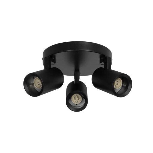 kelvo® SPOTA KLV-101-0144 Κινούμενο Φωτιστικό Σποτ Οροφής για 3 Λάμπες MR16 με Ντουί GU10 AC 220-240V IP20 – Μαύρο Ματ – Μ19 x Π19 x Υ14cm