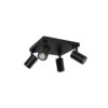 kelvo® SPOTA KLV-101-0146 Κινούμενο Φωτιστικό Σποτ Οροφής για 4 Λάμπες MR16 με Ντουί GU10 AC 220-240V IP20 – Μαύρο Ματ – Μ26 x Π26 x Υ14cm
