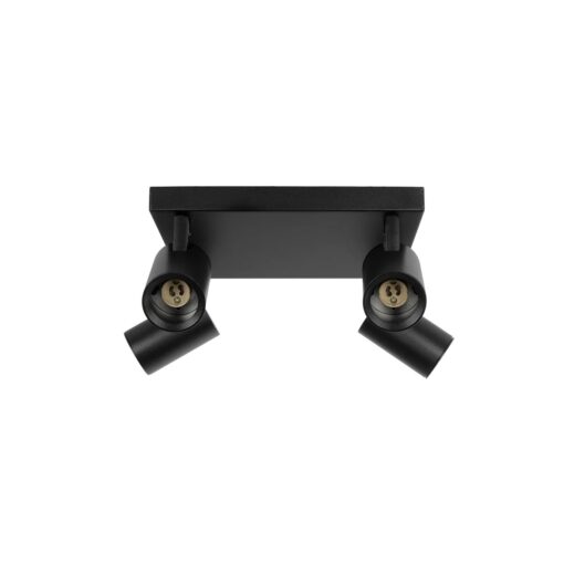 kelvo® SPOTA KLV-101-0146 Κινούμενο Φωτιστικό Σποτ Οροφής για 4 Λάμπες MR16 με Ντουί GU10 AC 220-240V IP20 – Μαύρο Ματ – Μ26 x Π26 x Υ14cm