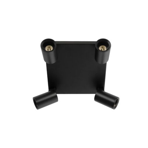 kelvo® SPOTA KLV-101-0146 Κινούμενο Φωτιστικό Σποτ Οροφής για 4 Λάμπες MR16 με Ντουί GU10 AC 220-240V IP20 – Μαύρο Ματ – Μ26 x Π26 x Υ14cm