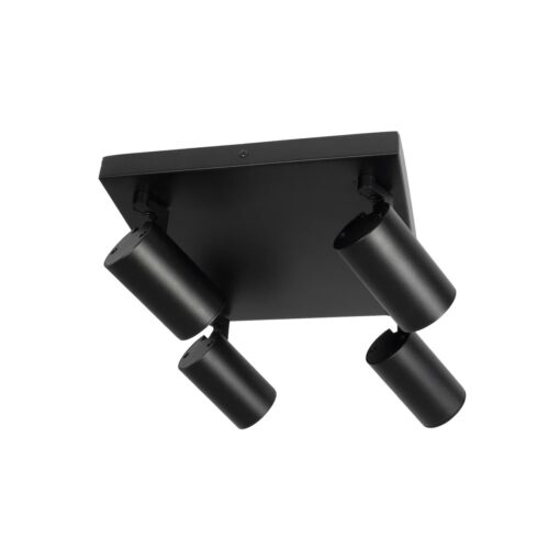 kelvo® SPOTA KLV-101-0146 Κινούμενο Φωτιστικό Σποτ Οροφής για 4 Λάμπες MR16 με Ντουί GU10 AC 220-240V IP20 – Μαύρο Ματ – Μ26 x Π26 x Υ14cm