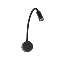 GLOBOSTAR® GOOSE 61690 Μοντέρνο Φωτιστικό Τοίχου - Απλίκα Ξενοδοχείου Reading Light LED 3W 300lm 36° AC 220-240V IP20 Θερμό Λευκό 2700K - CREE XPE Chip & TÜV SÜD Driver - Μαύρο Ματ - Μ6.5 x Π15 x Υ24.5cm - 3 Χρόνια Εγγύηση