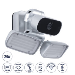 Alternative view of GloboStar® 86043 Προβολέας LED SMD 24W 2160lm με IP Camera 1080P 2MP WiFi 150° Μοιρών - AC 230V - με Αισθητήρα Ημέρας-Νύχτας & Ρύθμιση Χρόνου Ανάμματος - Αδιάβροχος IP66 Ψυχρό Λευκό 6000K - Ασημί