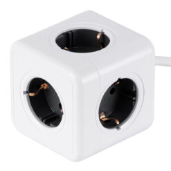 Alternative view of GloboStar® TRAVEL PowerCube PRO Certified 79644 Πολύπριζο 5 Θέσεων με 1.5m Kαλώδιο - 5 Πρίζες Ασφαλείας Childproof EU Schuko AC 220-240V Μ7.5 x Π7.5 x Υ7.5 - Λευκό με Γκρι - Max Load 3680W/16A
