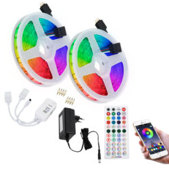 GLOBOSTAR® CHROMAWAVE 85813 Σετ Ταινίας με Τροφοδοτικό με IR Ασύρματο Χειριστήριο & Λειτουργία μέσω WiFi APP LED 72W 4320lm 120° AC 220-240V IP20 600 x SMD5050 Chip Πολύχρωμο RGB Dimmable – Sanan SMD Chip – Μ1000 x Π1 x Υ0.3cm – Δύο Ρολά 5 Μέτρων – 2 Χρόνια Εγγύηση