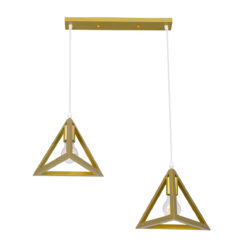 Alternative view of GLOBOSTAR® TRIANGLE 00615 Μοντέρνο Κρεμαστό Φωτιστικό Οροφής με Ντουί 2 x E27 AC 220-240V IP20 - Χρυσό - Μ60 x Π22 x Y130cm