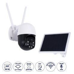 Alternative view of GloboStar® 86055 Αυτόνομη Ηλιακή IP Camera 1080P 2MP WiFi 350° Μοιρών - 3200mAh - Φωτοβολταϊκό Πάνελ - Νυχτερινή Όραση με LED IR - Ανιχνευτή Κίνησης - Νυχτερινή Λήψη - Αδιάβροχη IP66 - Λευκό
