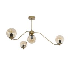 Alternative view of GLOBOSTAR® SUNRAY 201-0110 Vintage Φωτιστικό Οροφής με Ντουί 4 x E27 AC 220-240V IP20 - Χρυσό & Μελί - Μ100 x Π100 x Υ26cm