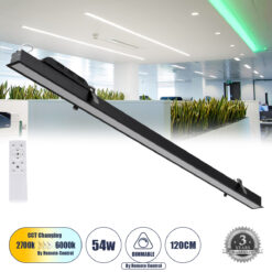 Alternative view of GLOBOSTAR® LUCA 61032 Μοντέρνο Φωτιστικό Οροφής LED 54W 6500lm 120° AC 220-240V IP20 Ρυθμιζόμενο Λευκό CCT με Χειριστήριο από 2700K έως 6000K Dimmable - Lumileds SMD Chip - Μαύρο Ματ - Μ121.5 x Π5 x Υ4cm - 3 Χρόνια Εγγύηση