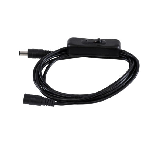 GLOBOSTAR® STRIPDC 70681 Ταχυσύνδεσμος DC Jack 5.5×2.1mm Θηλυκός σε Αρσενικό με Διακόπτη On/Off IP20 – Μαύρο – Μ185 x Π1.9 x Υ1.5cm
