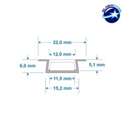 Alternative view of GLOBOSTAR® ALP-LINEAR RECCA 70803-1M Χωνευτό Προφίλ Αλουμινίου με Λευκό Γαλακτερό Συρόμενο Κάλυμμα για Ταινίες LED IP20 - Ασημί & Λευκό - Μ100 x Π2.2 x Υ0.6cm