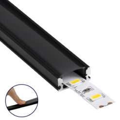 GLOBOSTAR® ALP-LINEAR SURFABO 70806-1M Επιφανειακό Προφίλ Αλουμινίου με Μαύρο Φιμέ Πατητό Κάλυμμα για Ταινίες LED IP20 - Μαύρο - Μ100 x Π1.6 x Υ0.7cm