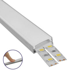 GLOBOSTAR® ALP-LINEAR ALIENA 70809-2M Επιφανειακό Προφίλ Αλουμινίου με Λευκό Γαλακτερό Πατητό Κάλυμμα για Ταινίες LED IP20 - Ασημί & Λευκό - Μ200 x Π2.4 x Υ1.1cm - Πακέτο 5 Τεμαχίων