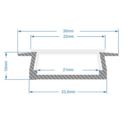 Alternative view of GLOBOSTAR® ALP-LINEAR RECCA 70811-1M Χωνευτό Προφίλ Αλουμινίου με Λευκό Γαλακτερό Πατητό Κάλυμμα για Ταινίες LED IP20 - Ασημί & Λευκό - Μ100 x Π3 x Υ1.1cm