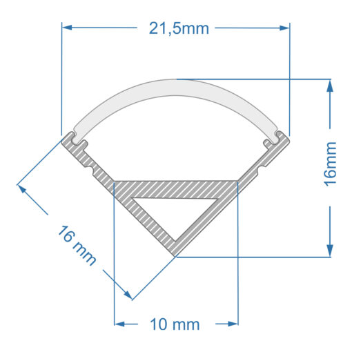 GLOBOSTAR® ALP-CORNER LINEO 70815-3M Επιφανειακό Γωνιακό Προφίλ Αλουμινίου με Λευκό Γαλακτερό Πατητό Κάλυμμα για Ταινίες LED IP20 – Ασημί & Λευκό – Μ300 x Π1.6 x Υ1.6cm – Πακέτο 5 Τεμαχίων
