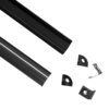 GLOBOSTAR® ALP-CORNER LINEO 70816-3M Επιφανειακό Γωνιακό Προφίλ Αλουμινίου με Μαύρο Φιμέ Πατητό Κάλυμμα για Ταινίες LED IP20 – Μαύρο – Μ300 x Π1.6 x Υ1.6cm – Πακέτο 5 Τεμαχίων