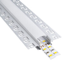 Alternative view of GLOBOSTAR® ALP-PLASTERIN GYPSO 70819-1M Χωνευτό Προφίλ Αλουμινίου Ειδικό για Γυψοσανίδα με Λευκό Γαλακτερό Πατητό Κάλυμμα για Ταινίες LED IP20 - Ασημί & Λευκό - Μ100 x Π6.7 x Υ1.3cm