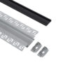 GloboStar® PLASTERBOARD-PROFILE 70820-3M Προφίλ Αλουμινίου – Βάση & Ψύκτρα Ταινίας LED με Μαύρο Φιμέ Κάλυμμα – Χωνευτή Χρήση σε Γυψοσανίδα – Trimless – Πατητό Κάλυμμα – Ασημί – 3 Μέτρα – Πακέτο 5 Τεμαχίων – Μ300 x Π6.7 x Υ1.4cm