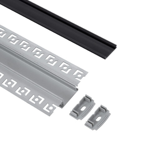 GloboStar® PLASTERBOARD-PROFILE 70820-3M Προφίλ Αλουμινίου – Βάση & Ψύκτρα Ταινίας LED με Μαύρο Φιμέ Κάλυμμα – Χωνευτή Χρήση σε Γυψοσανίδα – Trimless – Πατητό Κάλυμμα – Ασημί – 3 Μέτρα – Πακέτο 5 Τεμαχίων – Μ300 x Π6.7 x Υ1.4cm