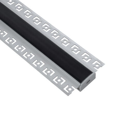 GloboStar® PLASTERBOARD-PROFILE 70820-3M Προφίλ Αλουμινίου – Βάση & Ψύκτρα Ταινίας LED με Μαύρο Φιμέ Κάλυμμα – Χωνευτή Χρήση σε Γυψοσανίδα – Trimless – Πατητό Κάλυμμα – Ασημί – 3 Μέτρα – Πακέτο 5 Τεμαχίων – Μ300 x Π6.7 x Υ1.4cm