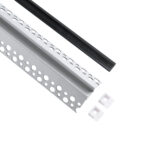 GloboStar® PLASTERBOARD-PROFILE 70822-3M Προφίλ Αλουμινίου – Βάση & Ψύκτρα Ταινίας LED με Μαύρο Φιμέ Κάλυμμα – Χωνευτή Γωνιακή Χρήση σε Εξωτερική Γωνία Γυψοσανίδας – Trimless – Πατητό Κάλυμμα – Ασημί – 3 Μέτρα – Πακέτο 5 Τεμαχίων – Μ300 x Π4.5 x Υ2cm
