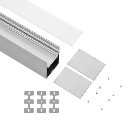 GloboStar® SURFACEPENDANT-PROFILE 70826-3M Προφίλ Αλουμινίου – Βάση & Ψύκτρα Ταινίας LED με Λευκό Γαλακτερό Κάλυμμα – Επιφανειακή & Κρεμαστή Χρήση – Πατητό Κάλυμμα – Ασημί – 3 Μέτρα – Μ300 x Π5 x Υ7cm